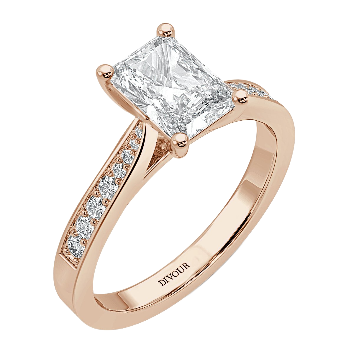 Thread Set Radiant Diamond Engagement ring