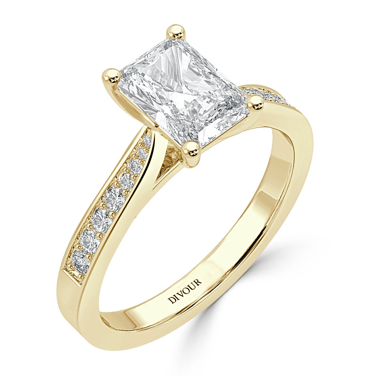 Thread Set Radiant Diamond Engagement ring