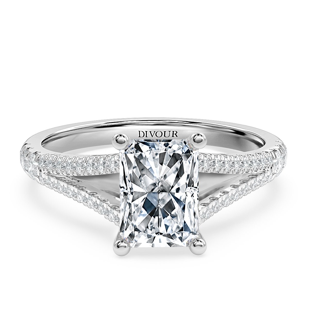 Split Shank Radiant Diamond Engagement Ring