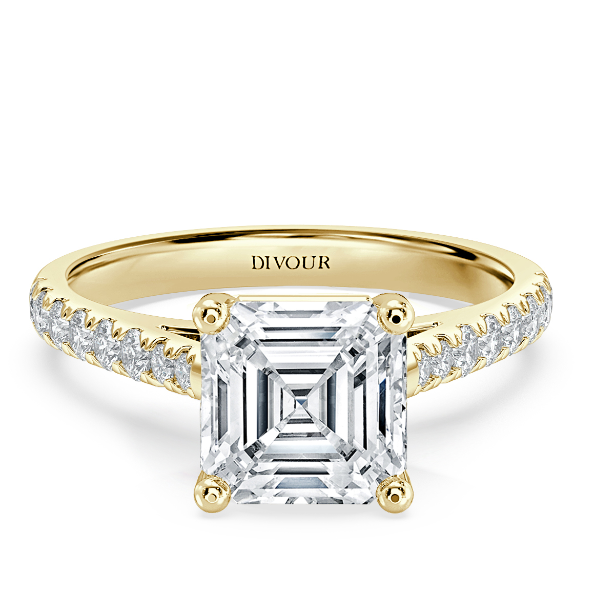 Micro set Asccher Diamond Engagement Ring