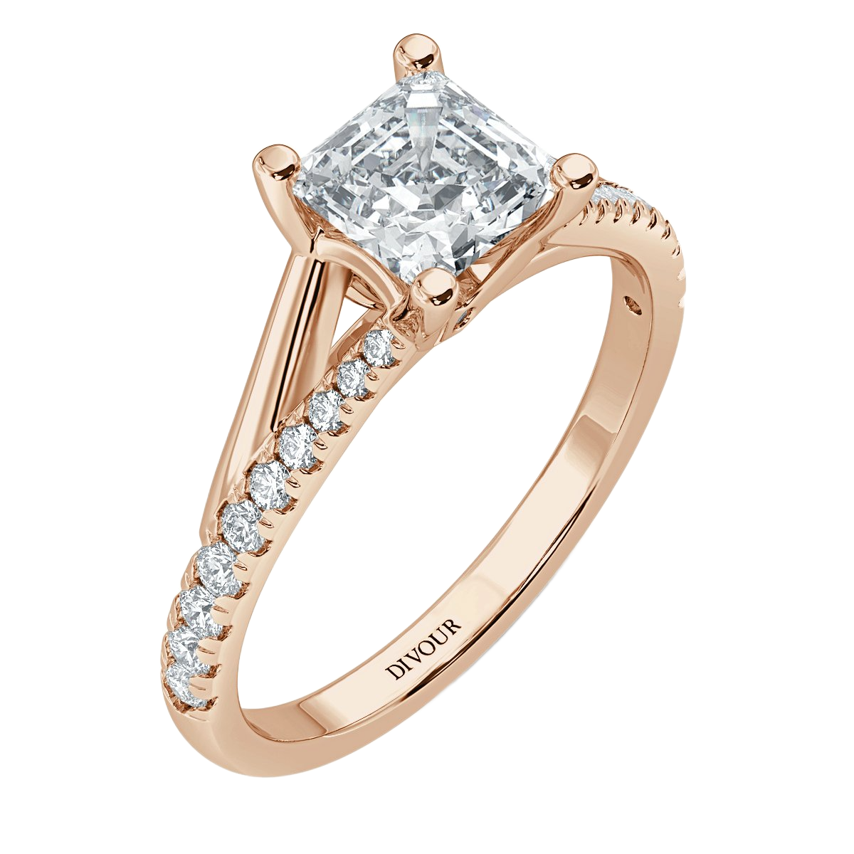 Asscher Diamond Promise Engagement Ring