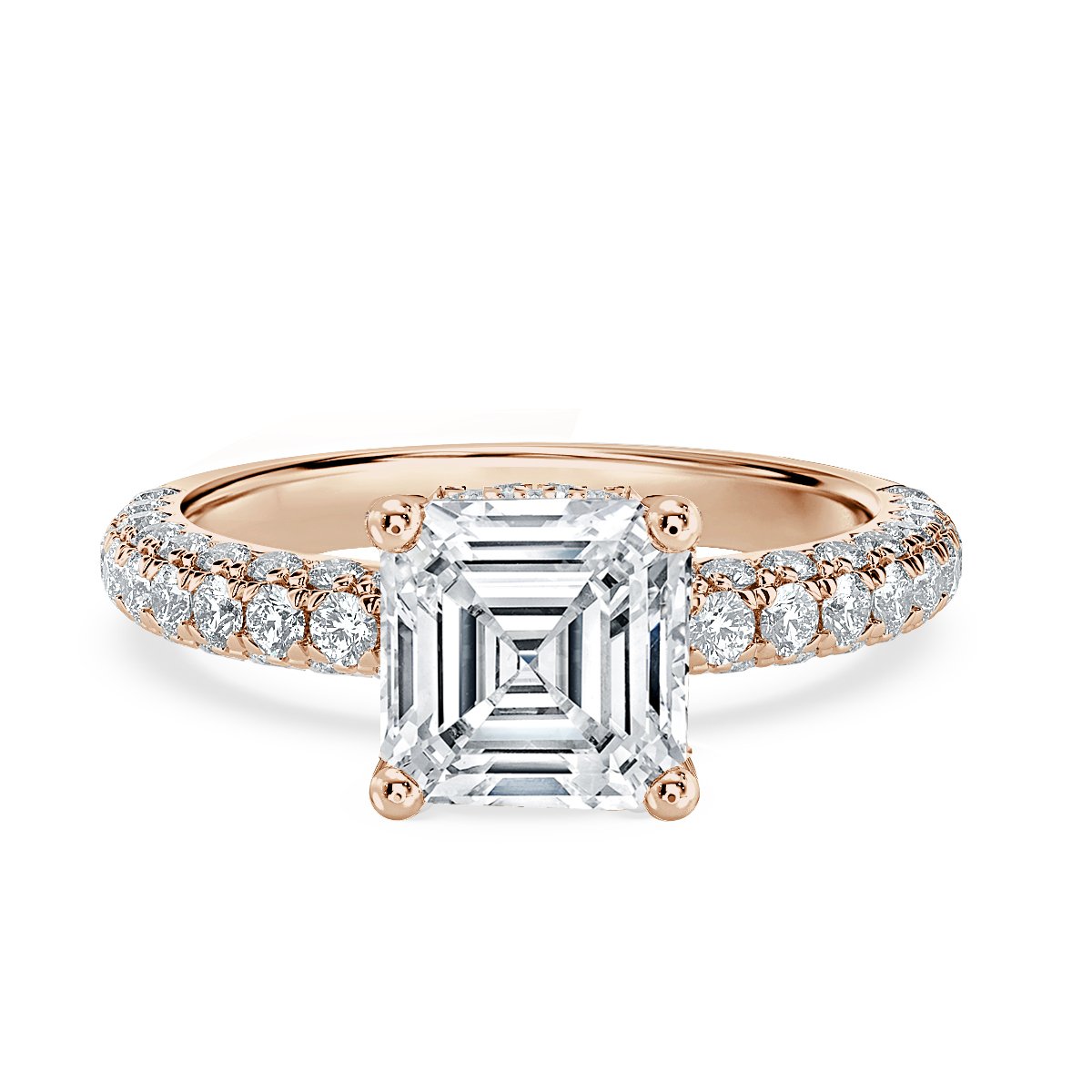 Curved Pave set Asscher Diamond Engagement Ring