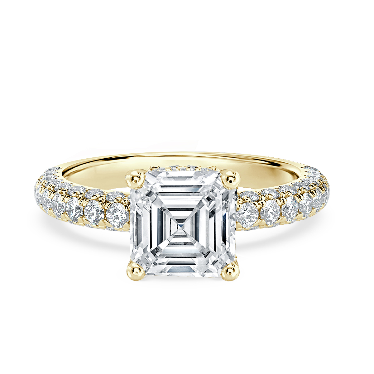 Curved Pave set Asscher Diamond Engagement Ring