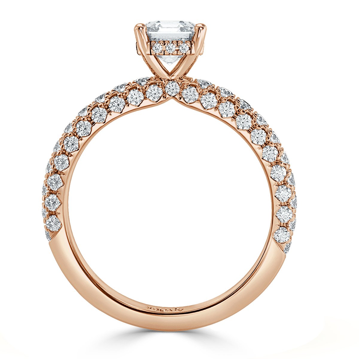Curved Pave set Asscher Diamond Engagement Ring