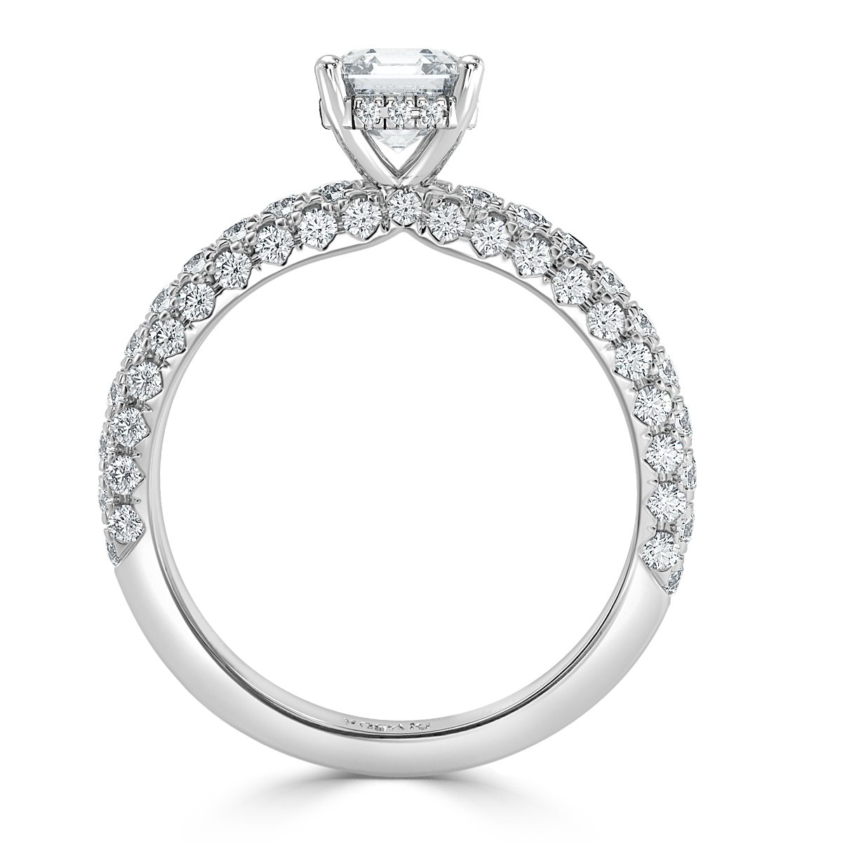Curved Pave set Asscher Diamond Engagement Ring