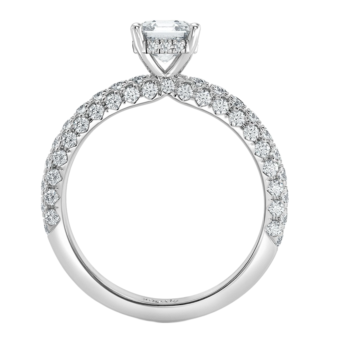 Curved Pave set Asscher Diamond Engagement Ring