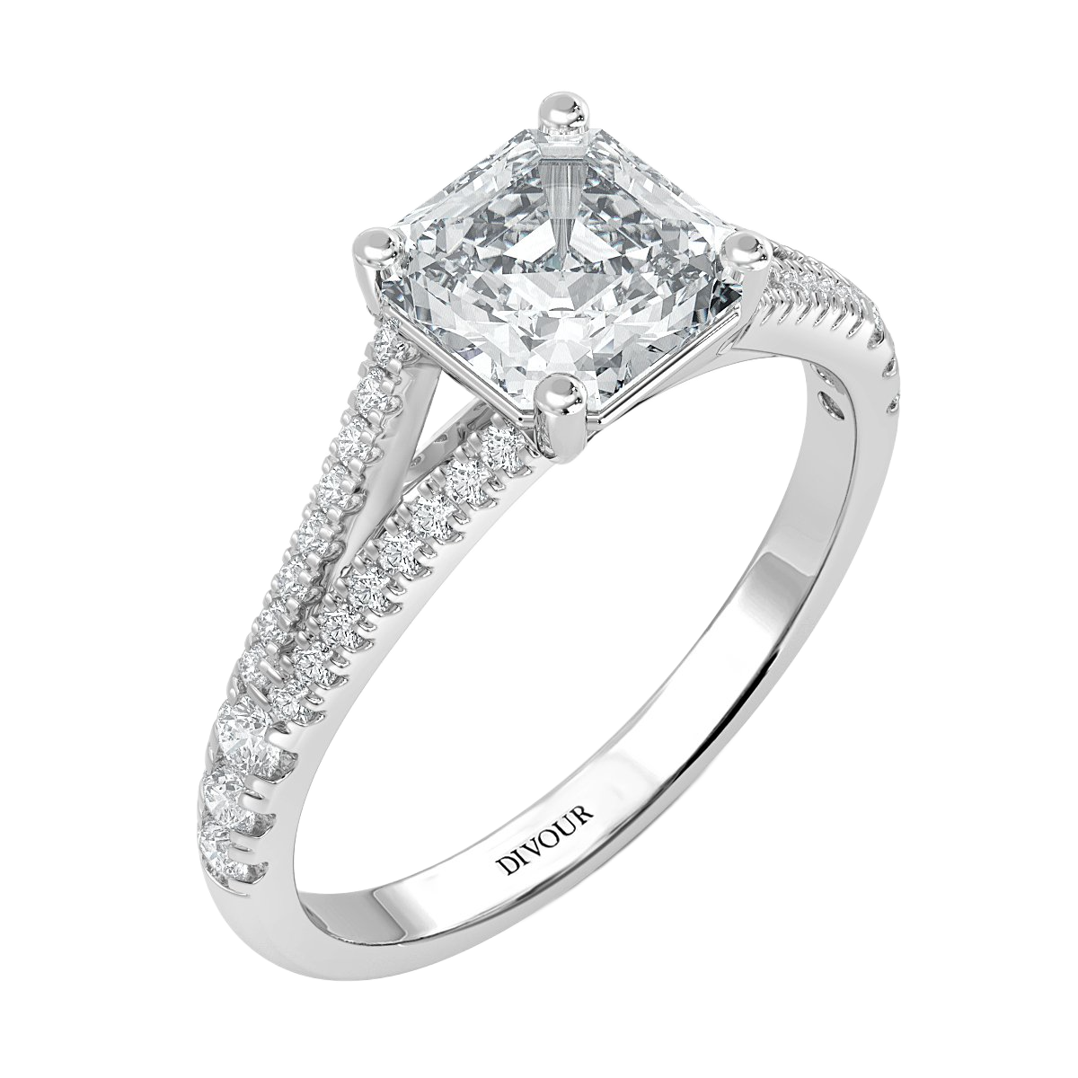 Split Shank Asscher Vintage Engagement Ring
