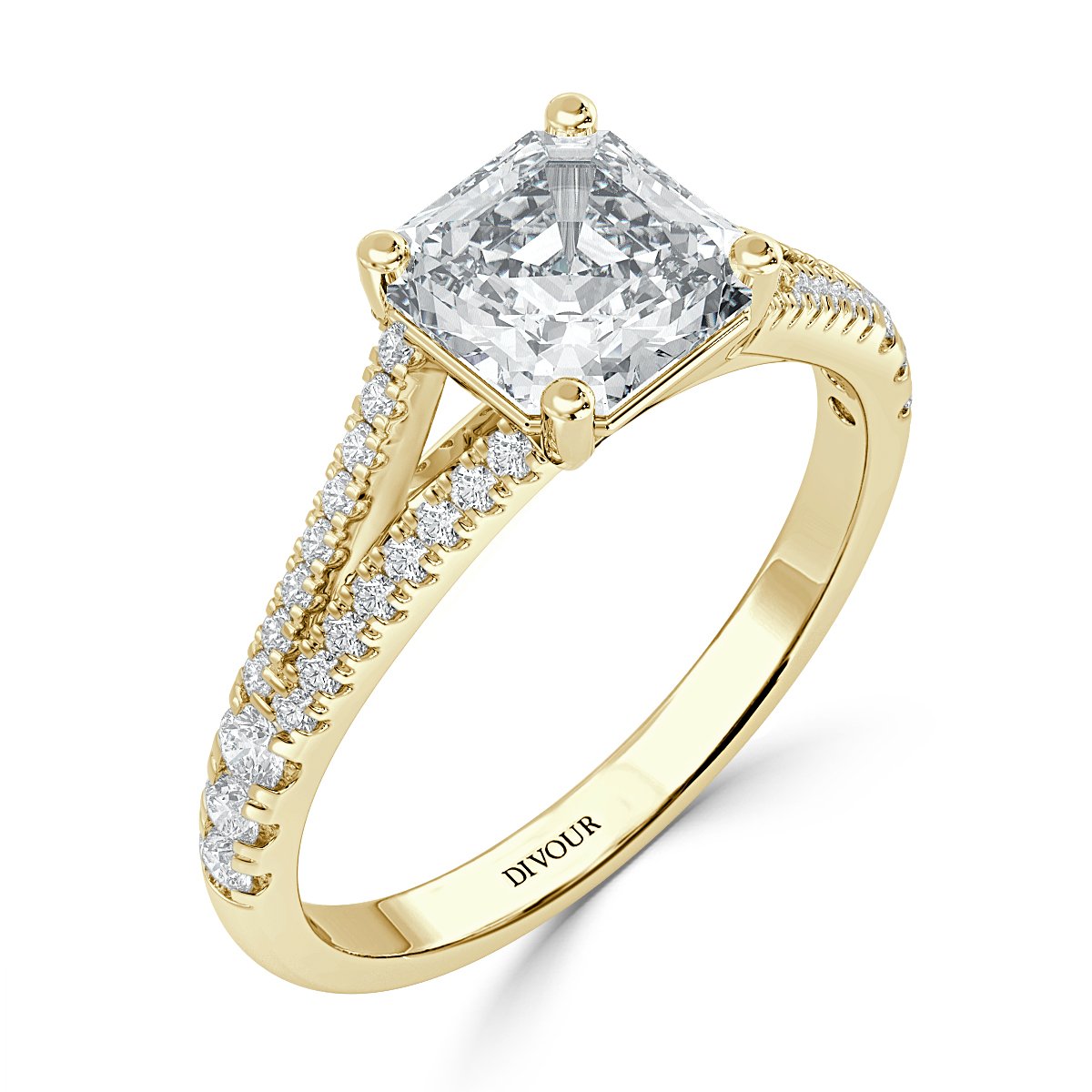 Split Shank Asscher Vintage Engagement Ring