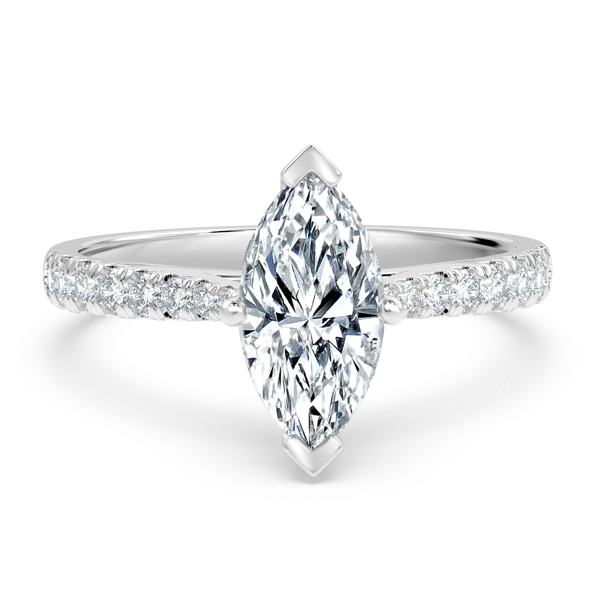 Micro Set Marquise Diamond Engagement Ring