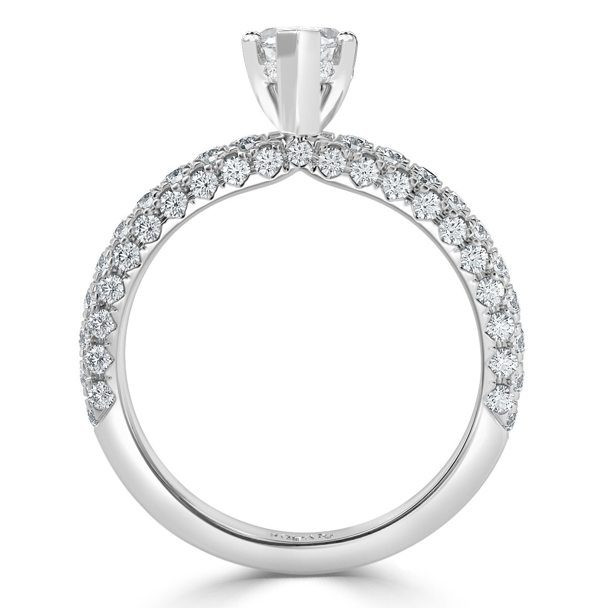 Curved Pave set Heart Diamond Engagement Ring