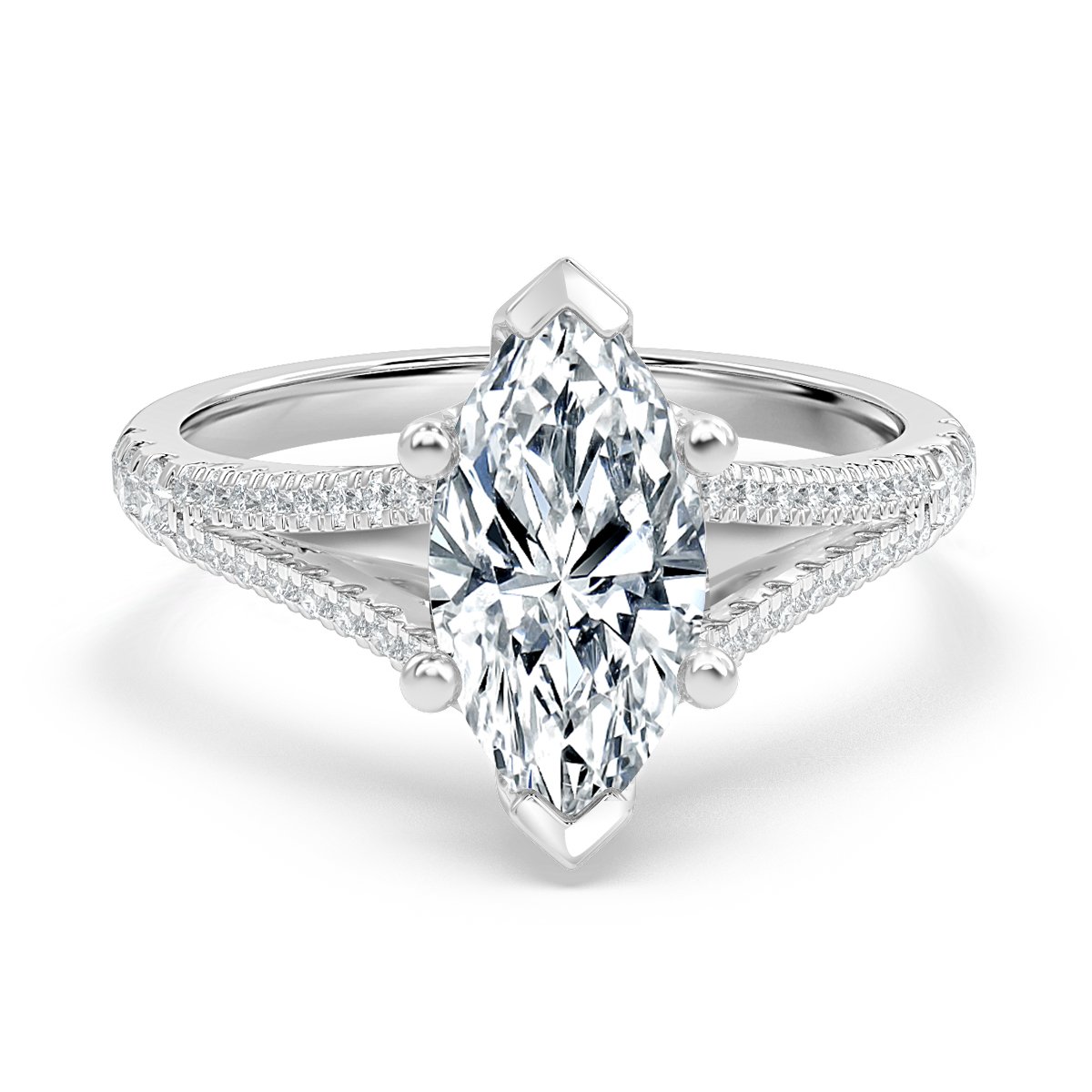 Split Shank Marquise Diamond Engagement Ring