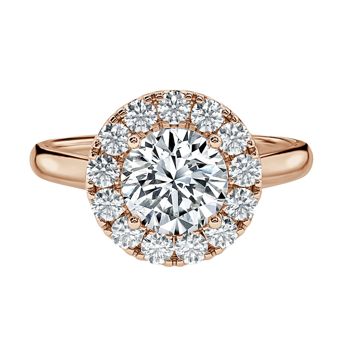 Classic Round Diamond Halo Engagement Ring