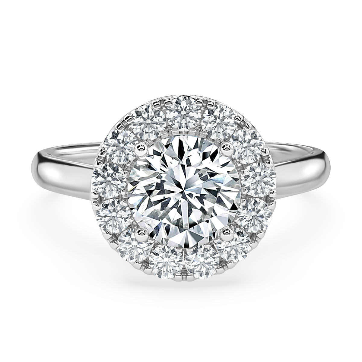 Classic Round Diamond Halo Engagement Ring