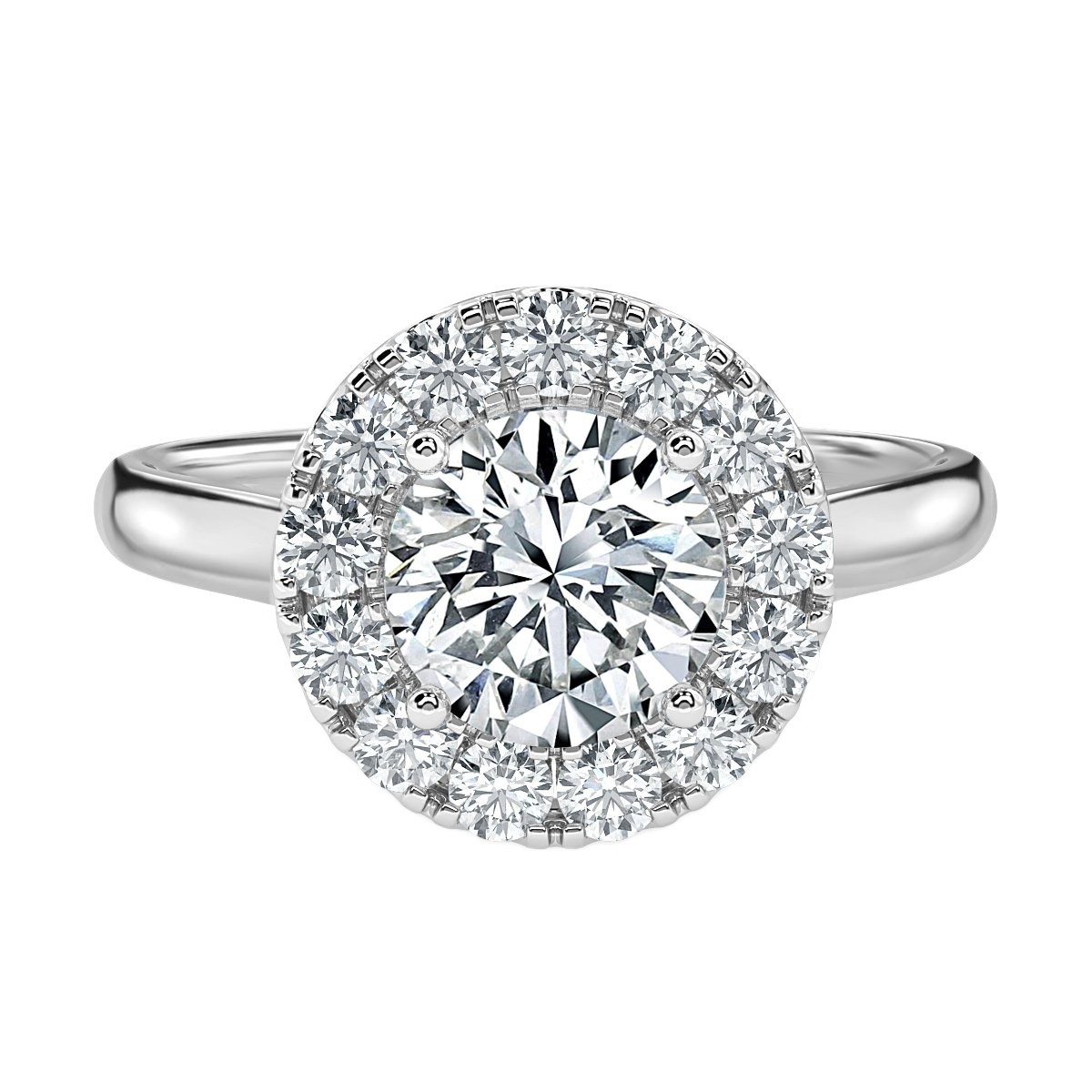 Classic Round Diamond Halo Engagement Ring