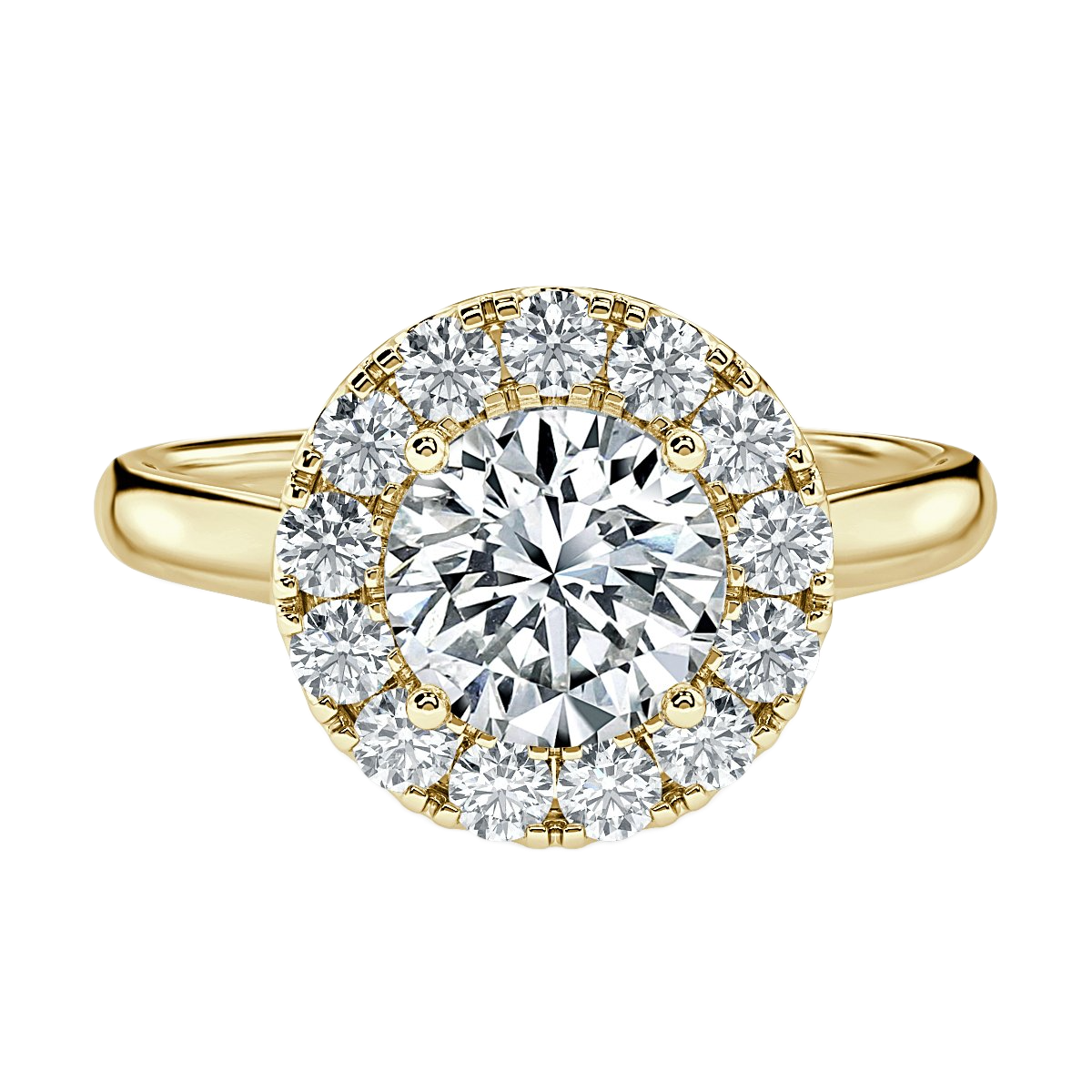Classic Round Diamond Halo Engagement Ring