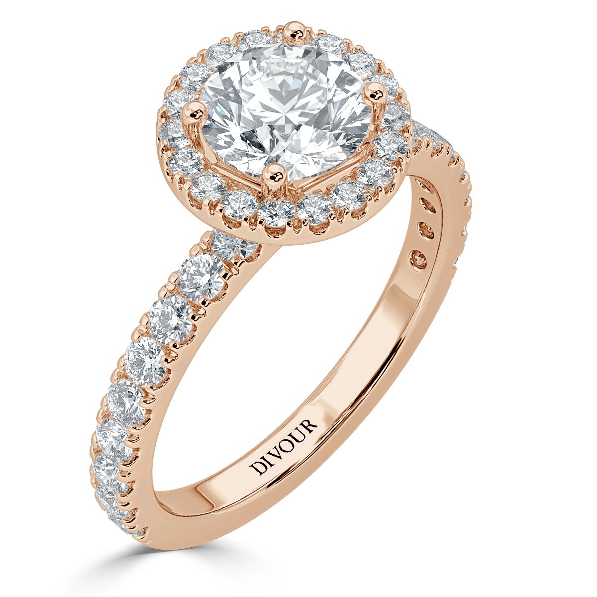 Forever Heart Diamond Halo Engagement Ring