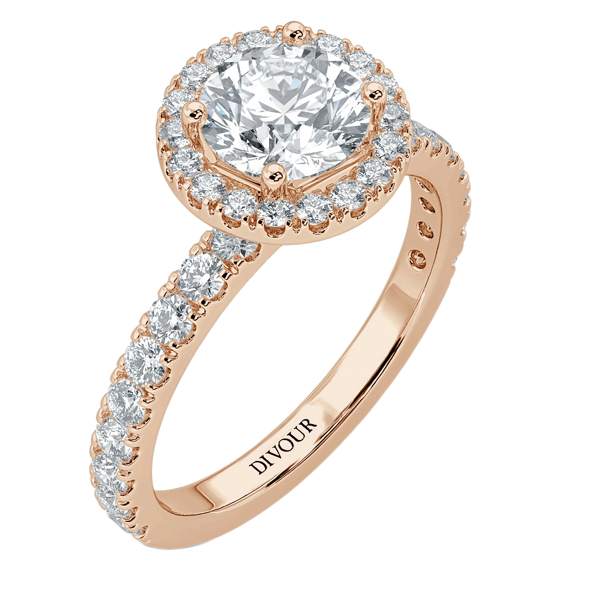 Forever Heart Diamond Halo Engagement Ring