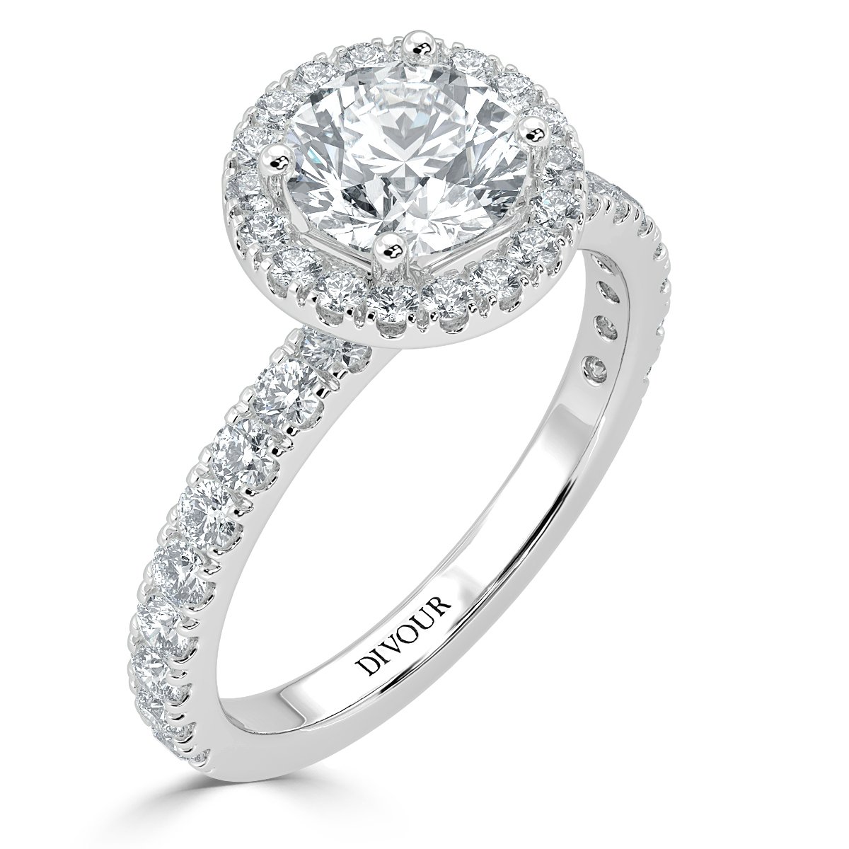 Forever  Round Diamond Halo Engagement Ring