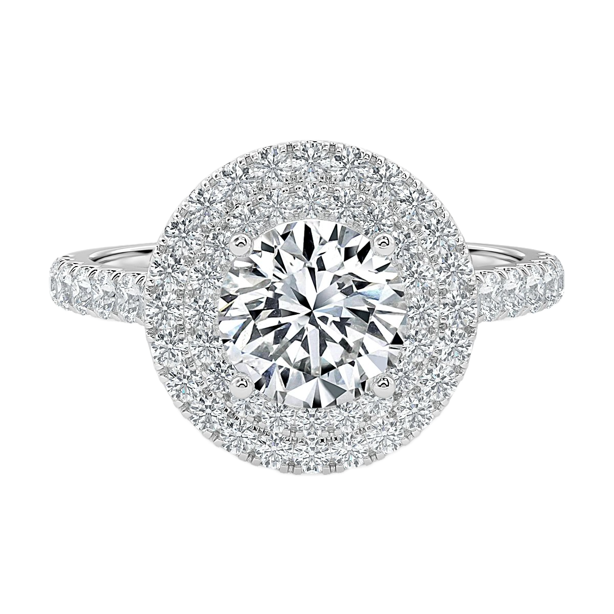 Grande Round Diamond Double Halo Ring