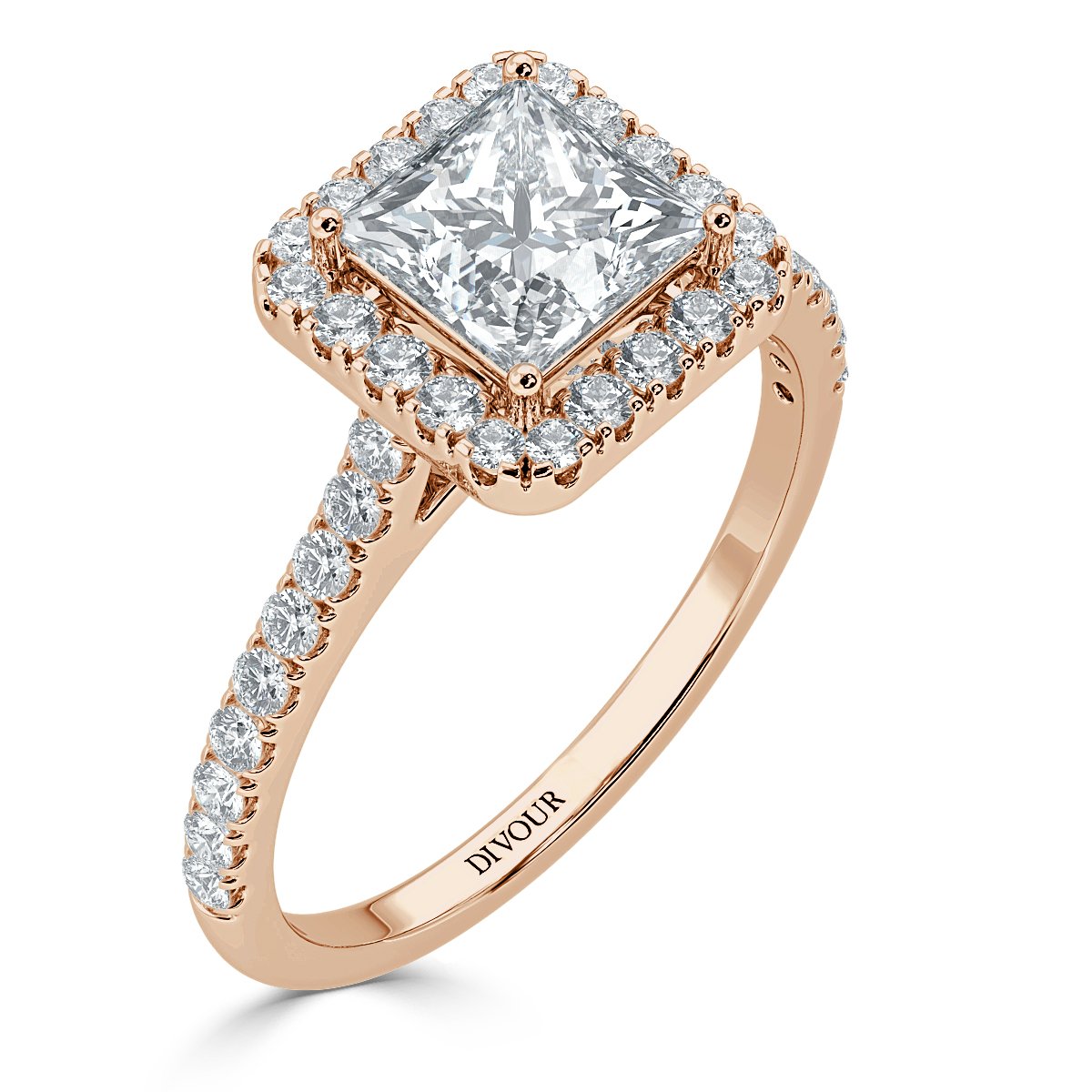 Forever Princess Diamond Halo Engagement Ring