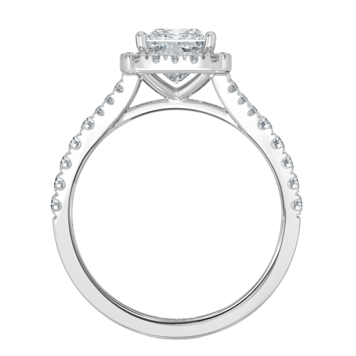 Princess Diamond Split Shank Halo Engagement Ring