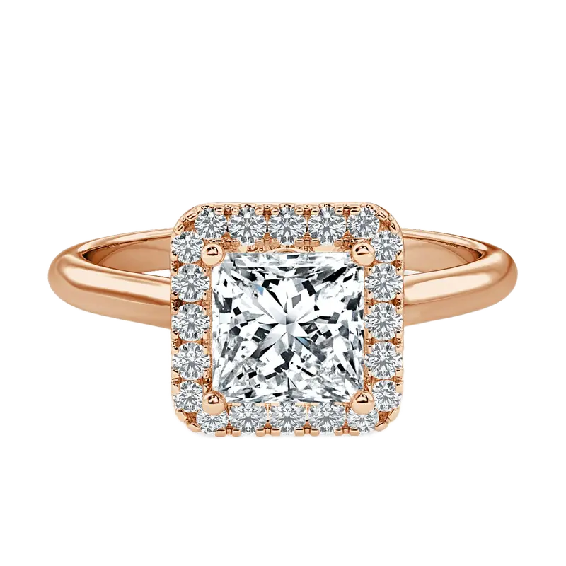 Classic Princess Diamond Halo Engagement Ring