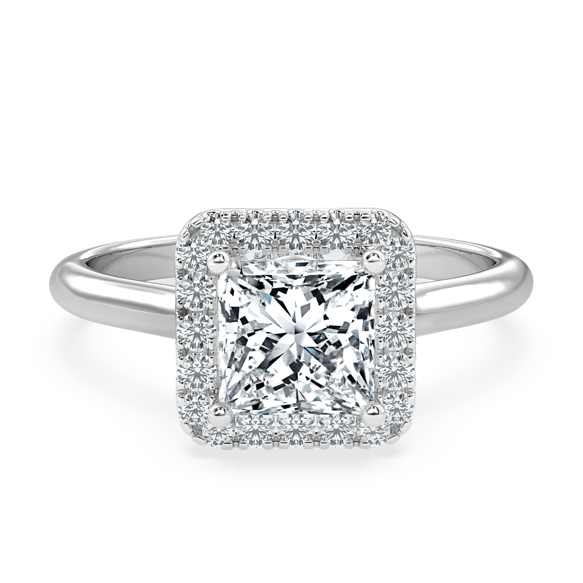 Classic Princess Diamond Halo Engagement Ring