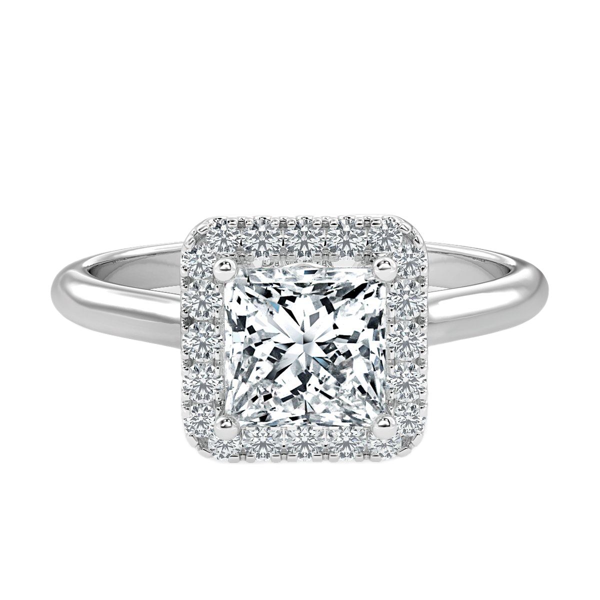 Classic Princess Diamond Halo Engagement Ring