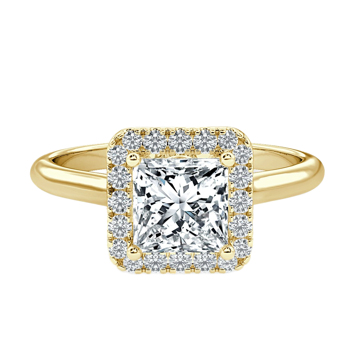 Classic Princess Diamond Halo Engagement Ring