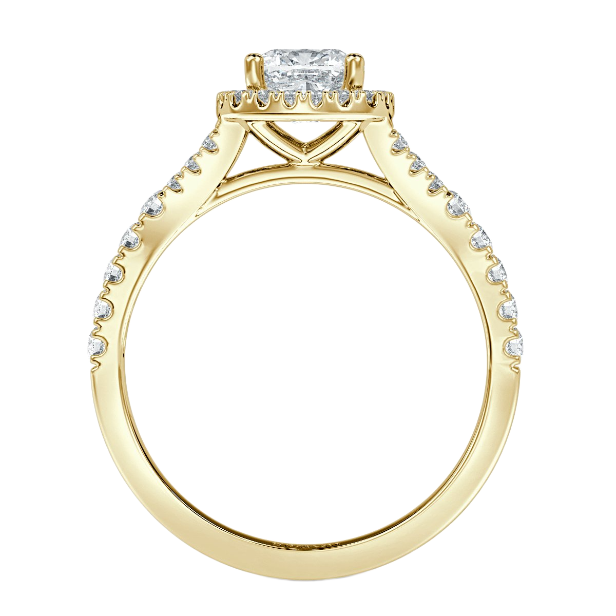 Split Shank Cushion Diamond Halo Engagement Ring