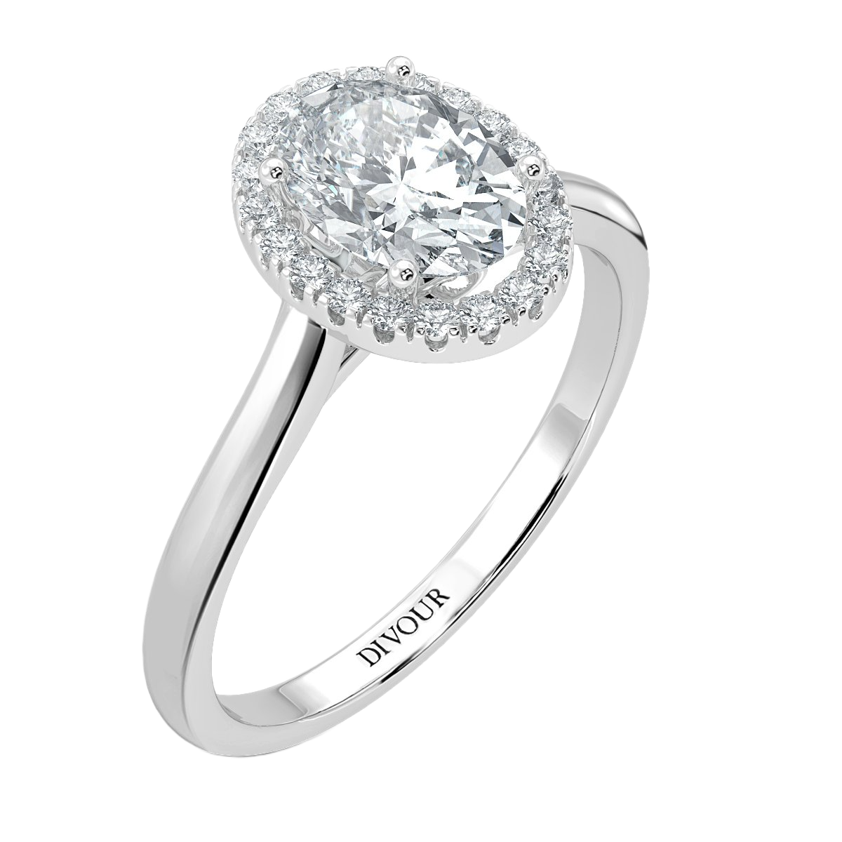 Classic Oval Diamond Halo Engagement Ring