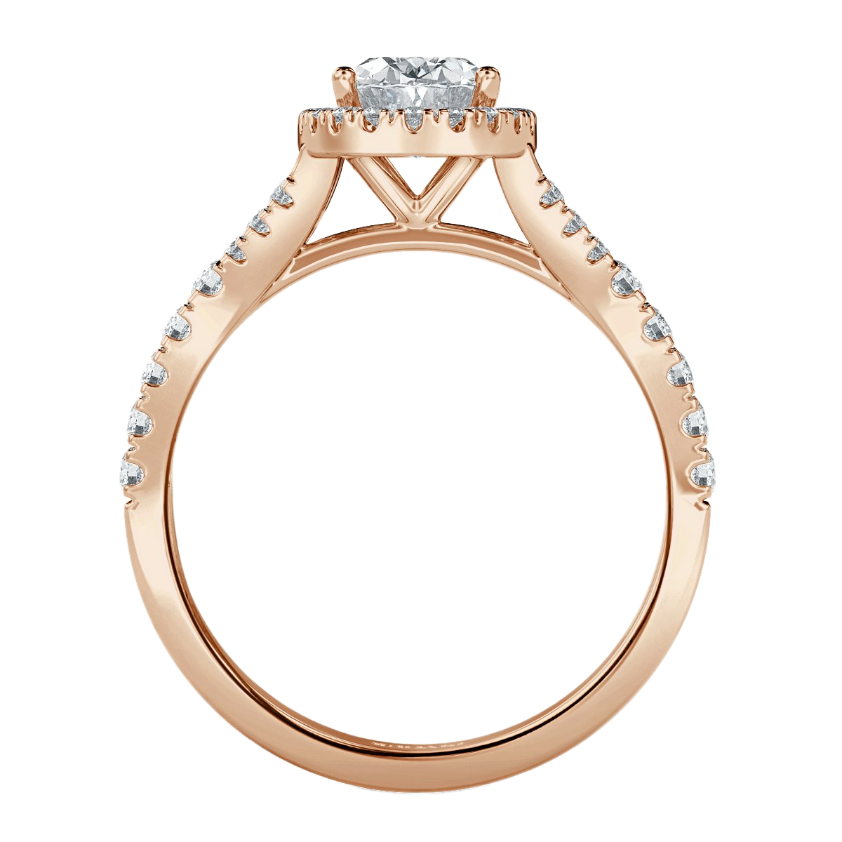 Oval Diamond Split Shank Halo Engagement Ring