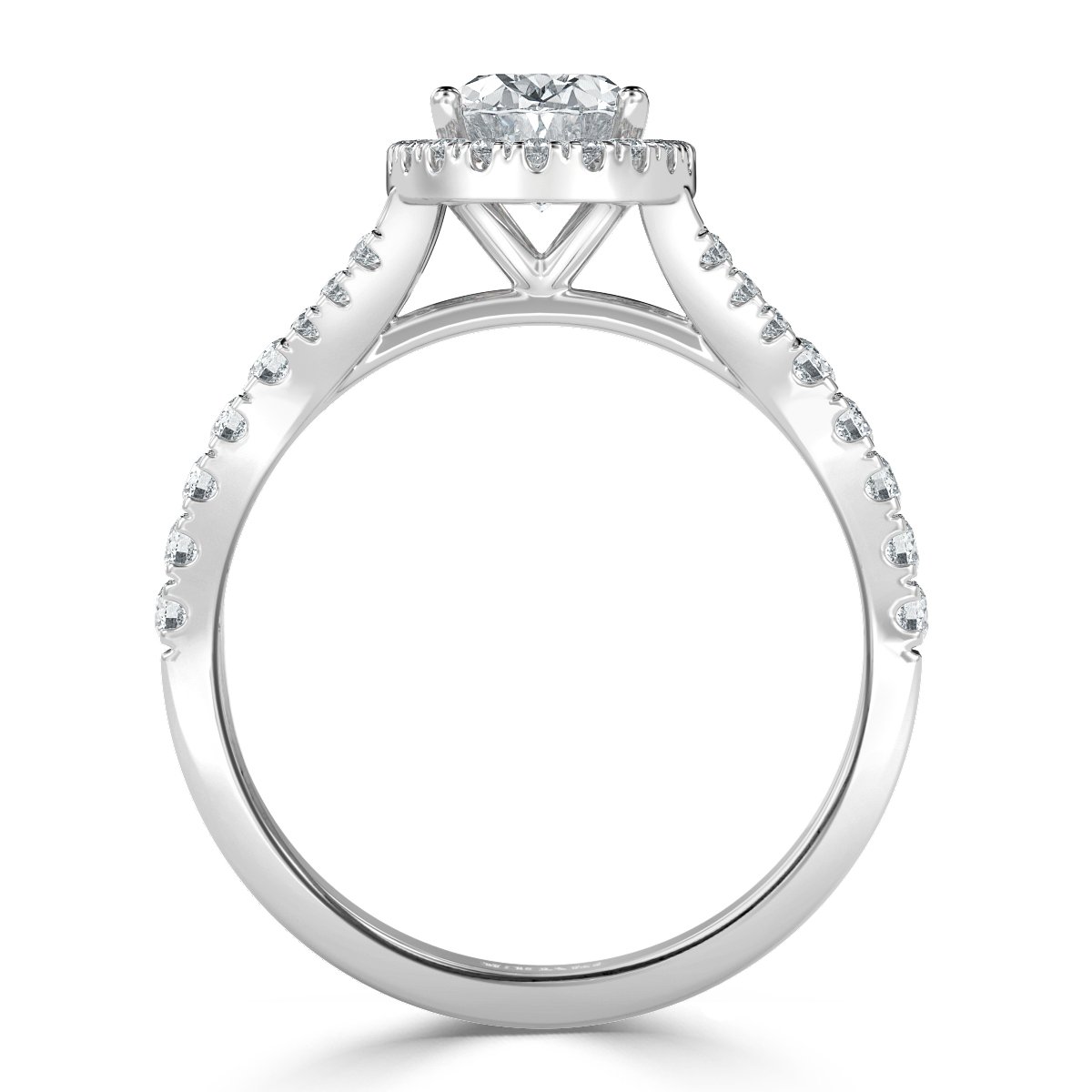 Oval Diamond Split Shank Halo Engagement Ring