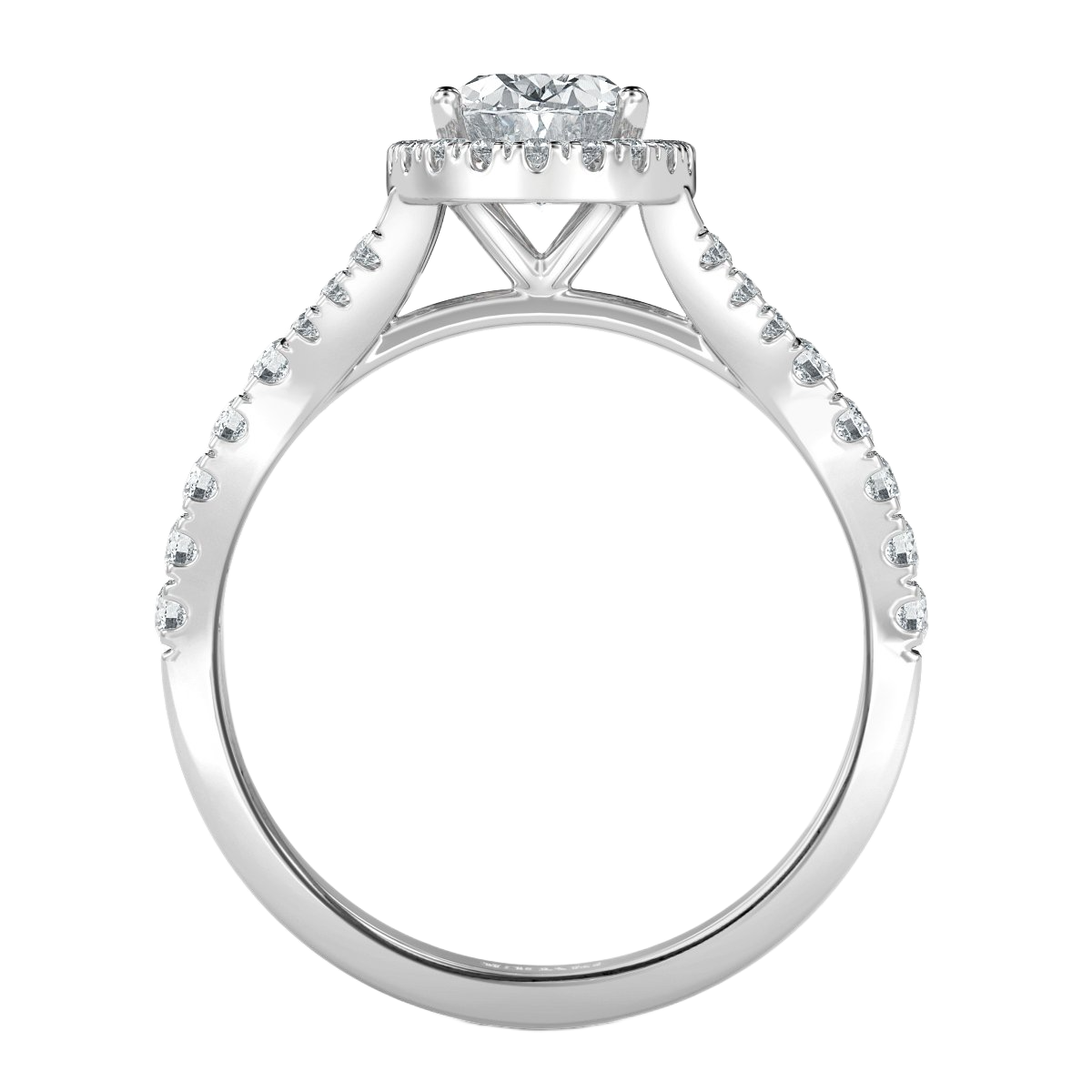 Oval Diamond Split Shank Halo Engagement Ring