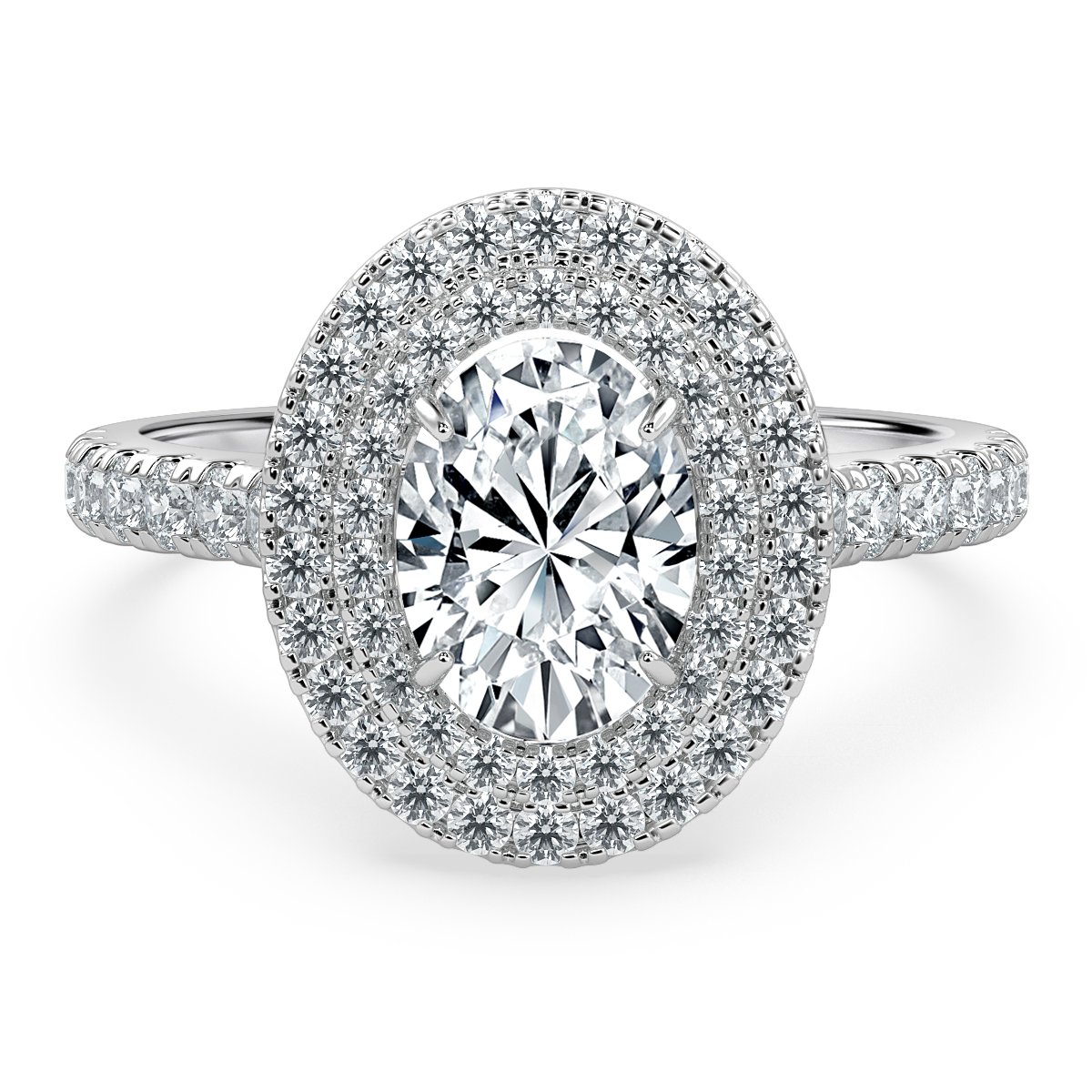 Grande Oval Diamond Double Halo Ring