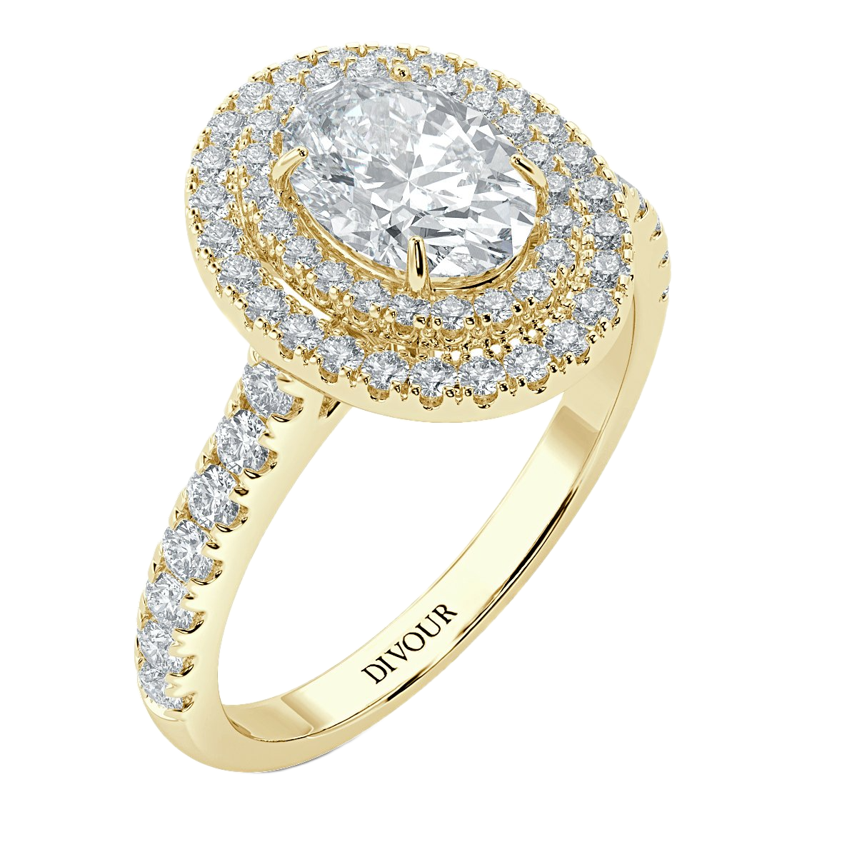 Grande Oval Diamond Double Halo Ring