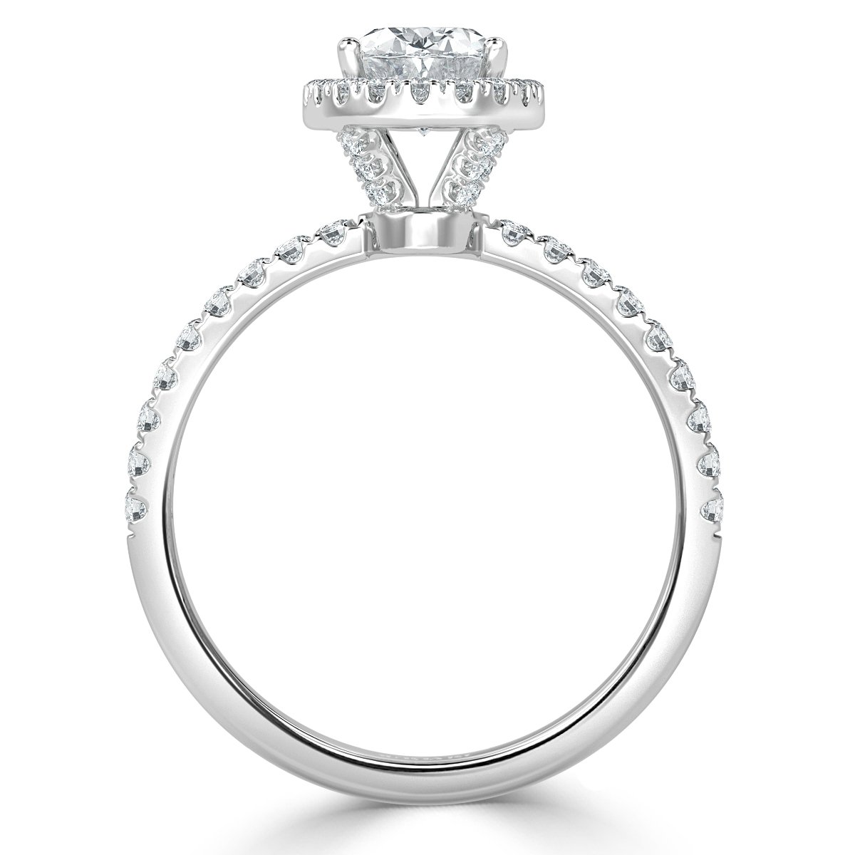 Elevated Oval Diamond Halo Engagement Ring