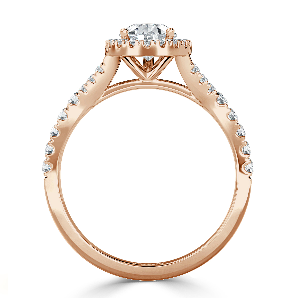 Pear Diamond Split Shank Halo Engagement Ring