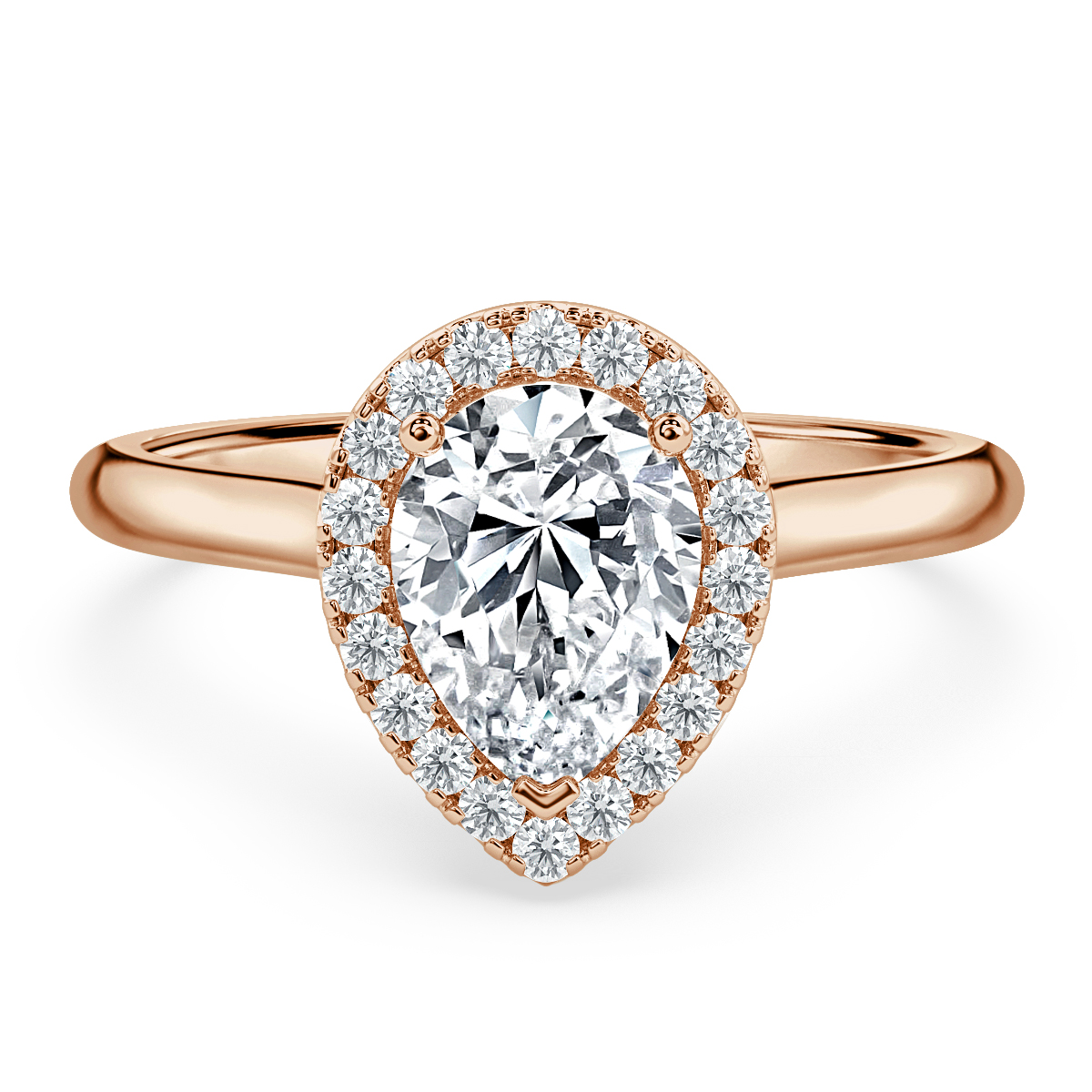 Classic Pear  Diamond Halo Engagement Ring
