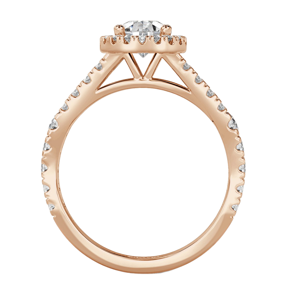 Split Shank Pear Diamond Halo Engagement Ring