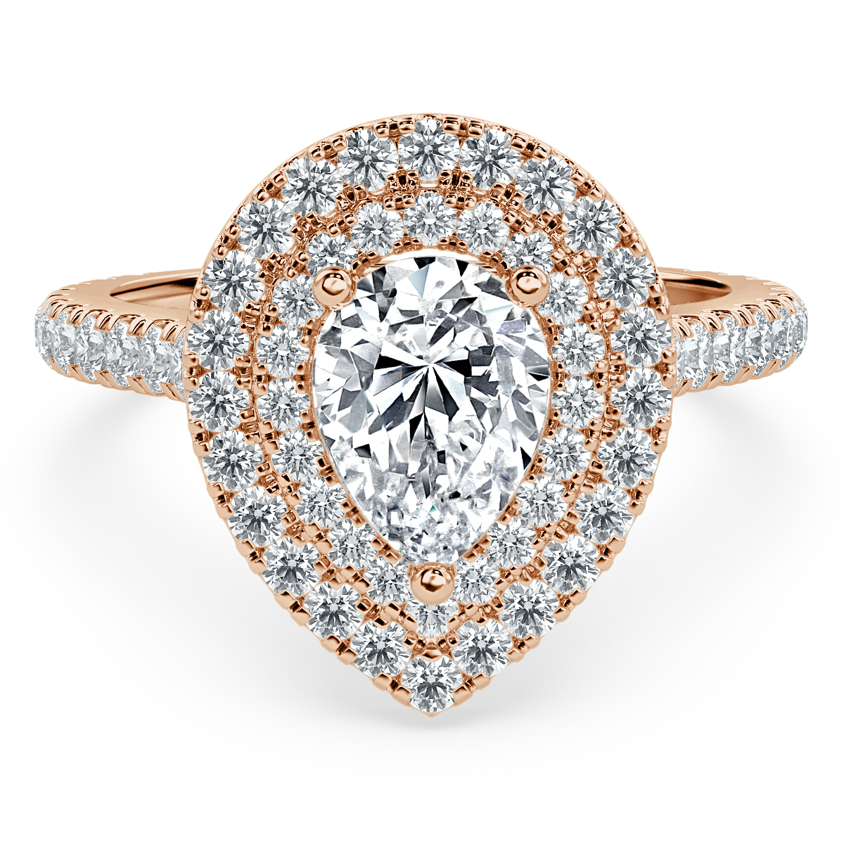 Grande Pear  Diamond Double Halo Engagement Ring
