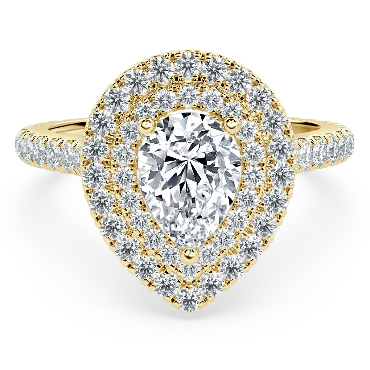 Grande Pear  Diamond Double Halo Engagement Ring