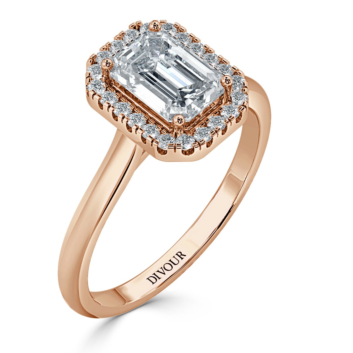 Classic Emerald Diamond Halo Engagement Ring