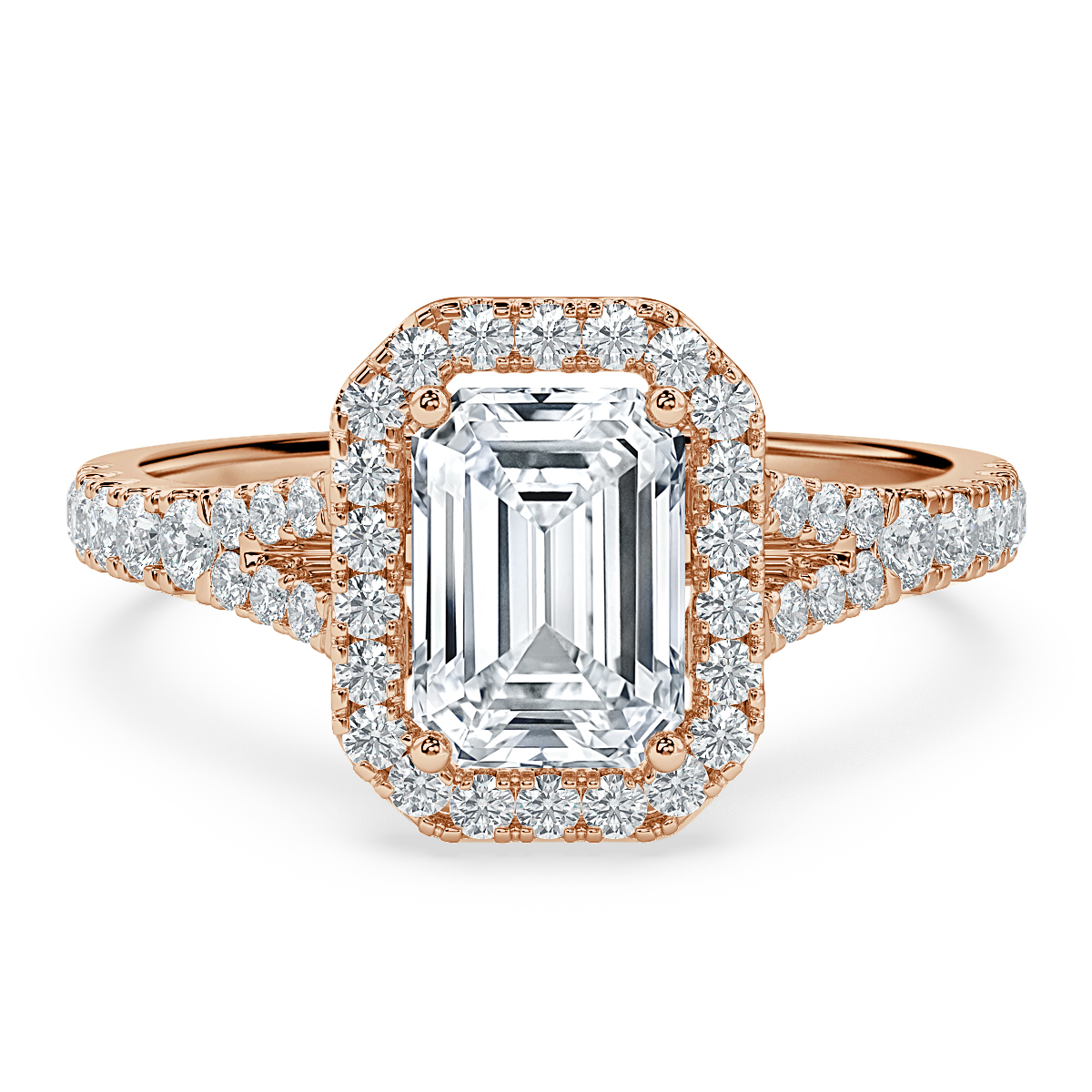 Split Shank Cushion Diamond Halo Engagement Ring