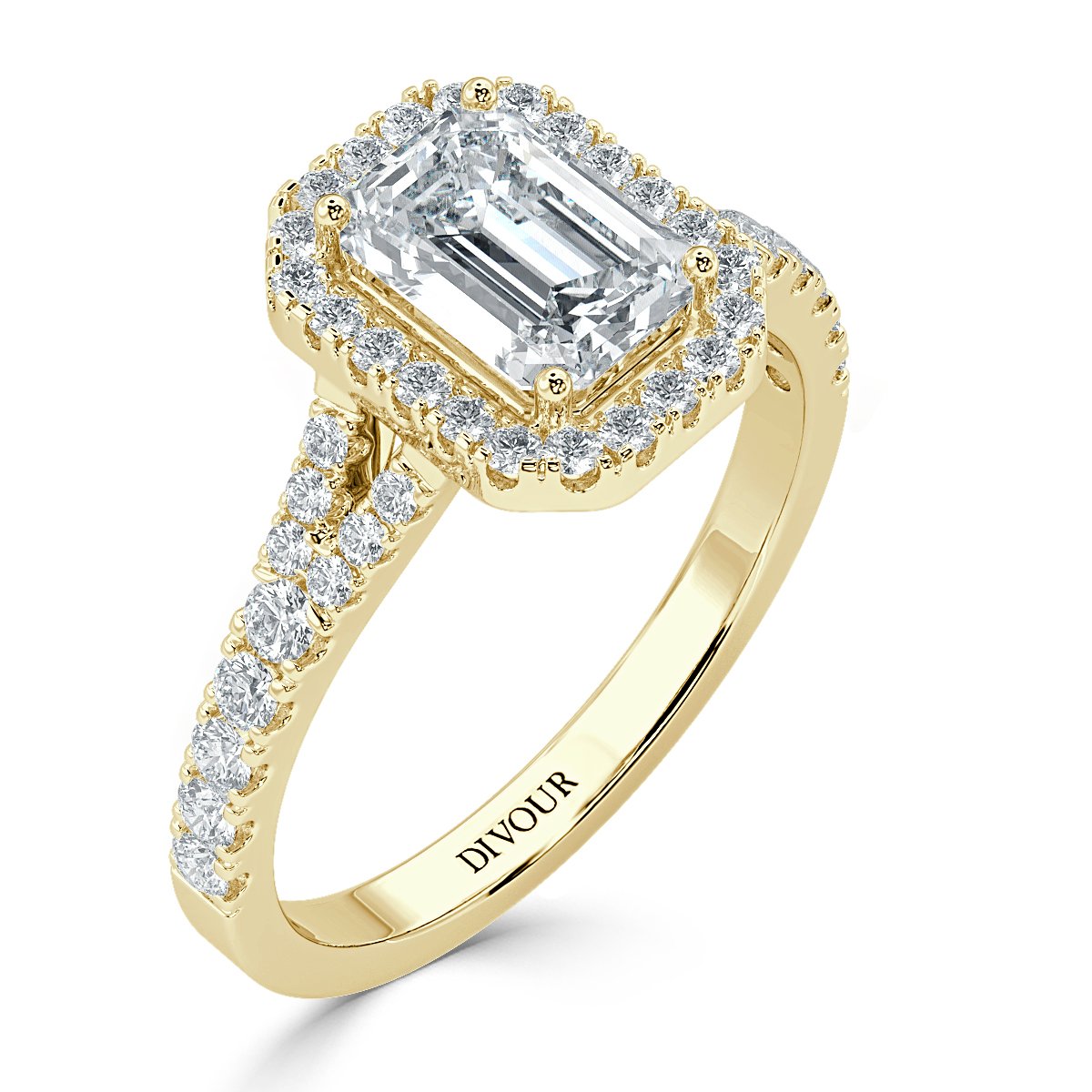 Split Shank Cushion Diamond Halo Engagement Ring