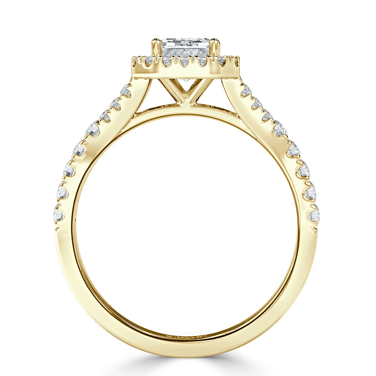 Split Shank Cushion Diamond Halo Engagement Ring