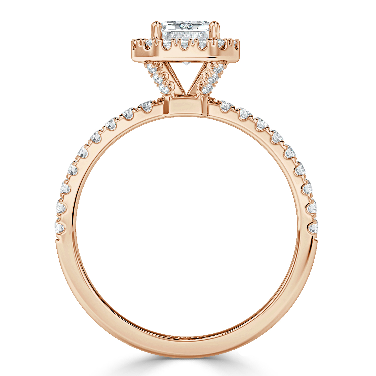 Elevated Emerald Diamond Halo Engagement Ring