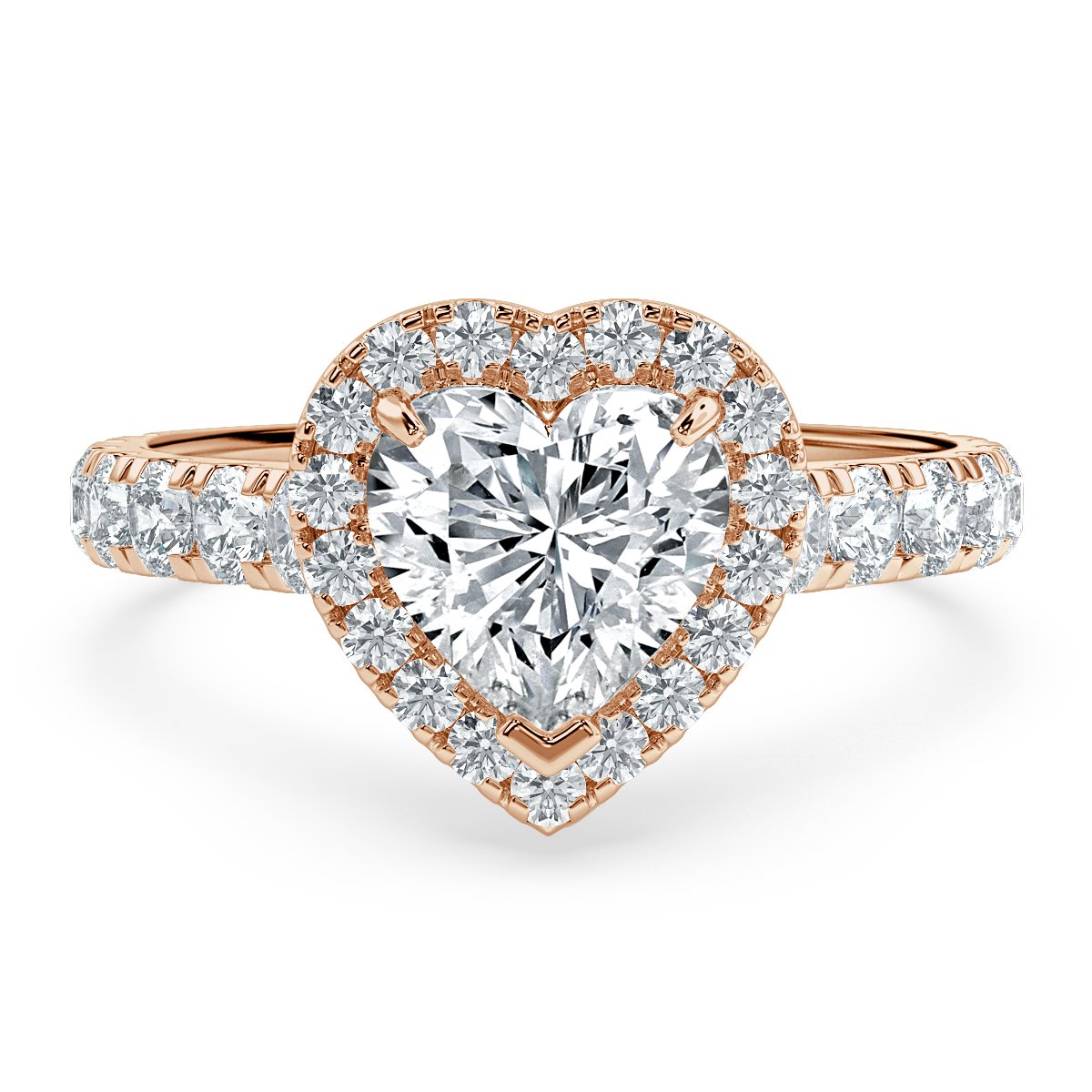 Forever Heart Diamond Halo Engagement Ring