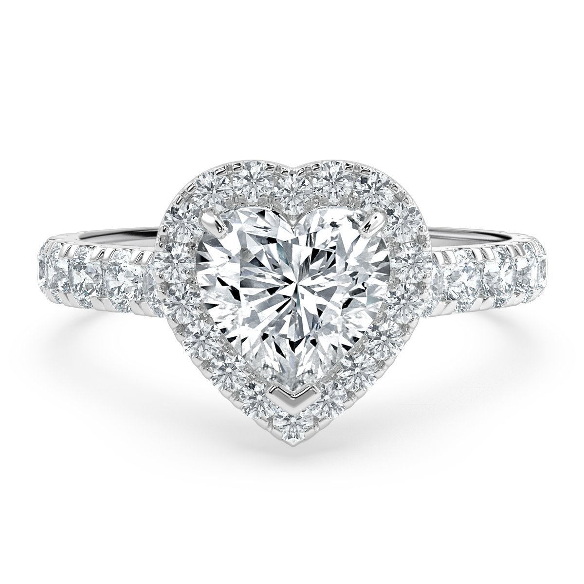 Forever Heart Diamond Halo Engagement Ring