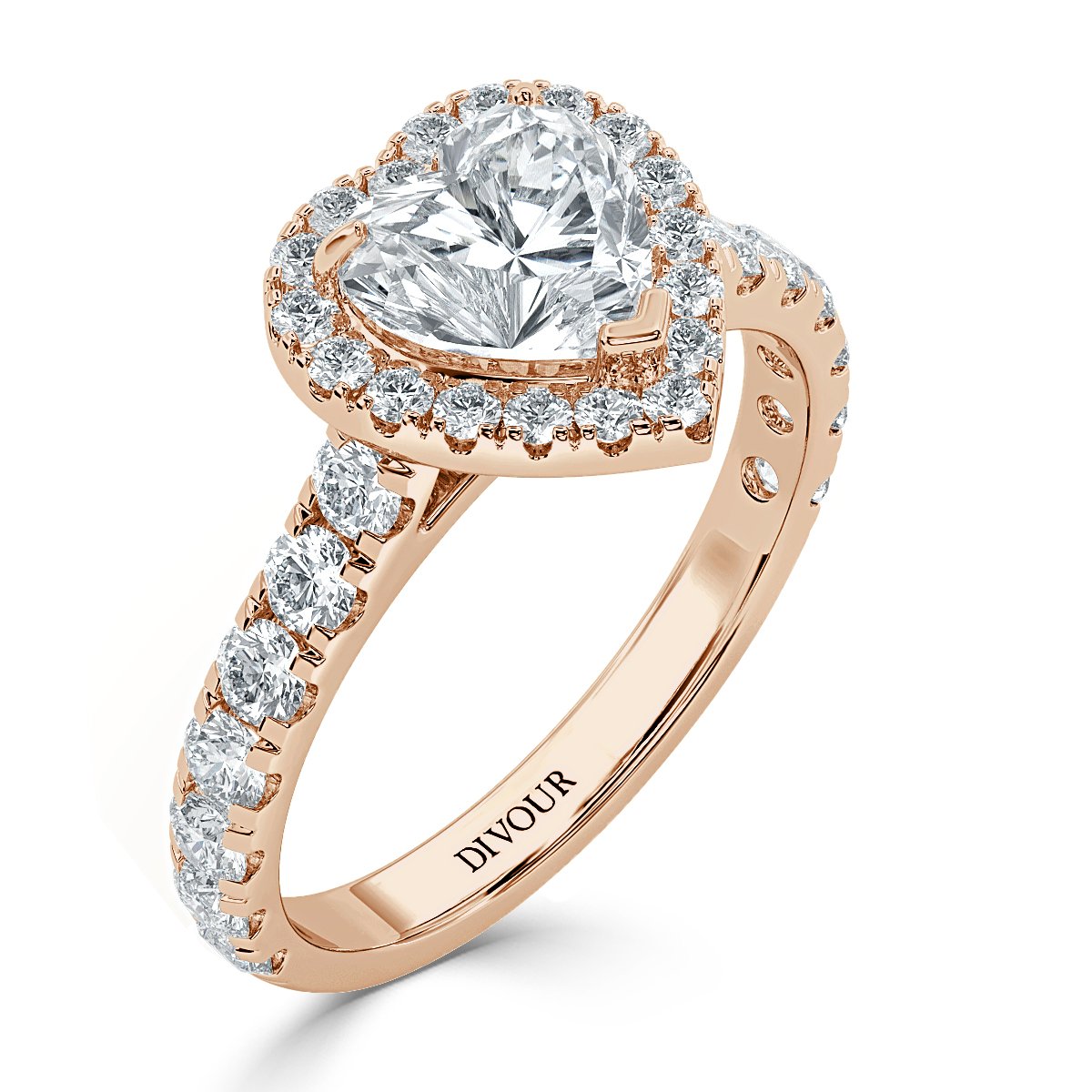 Forever Heart Diamond Halo Engagement Ring
